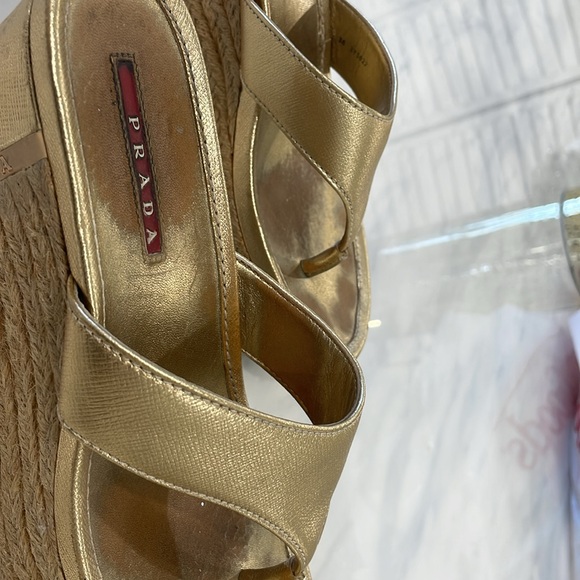 PRADA ESPADRILLE WEDGE SLIDES - Picture 8 of 8